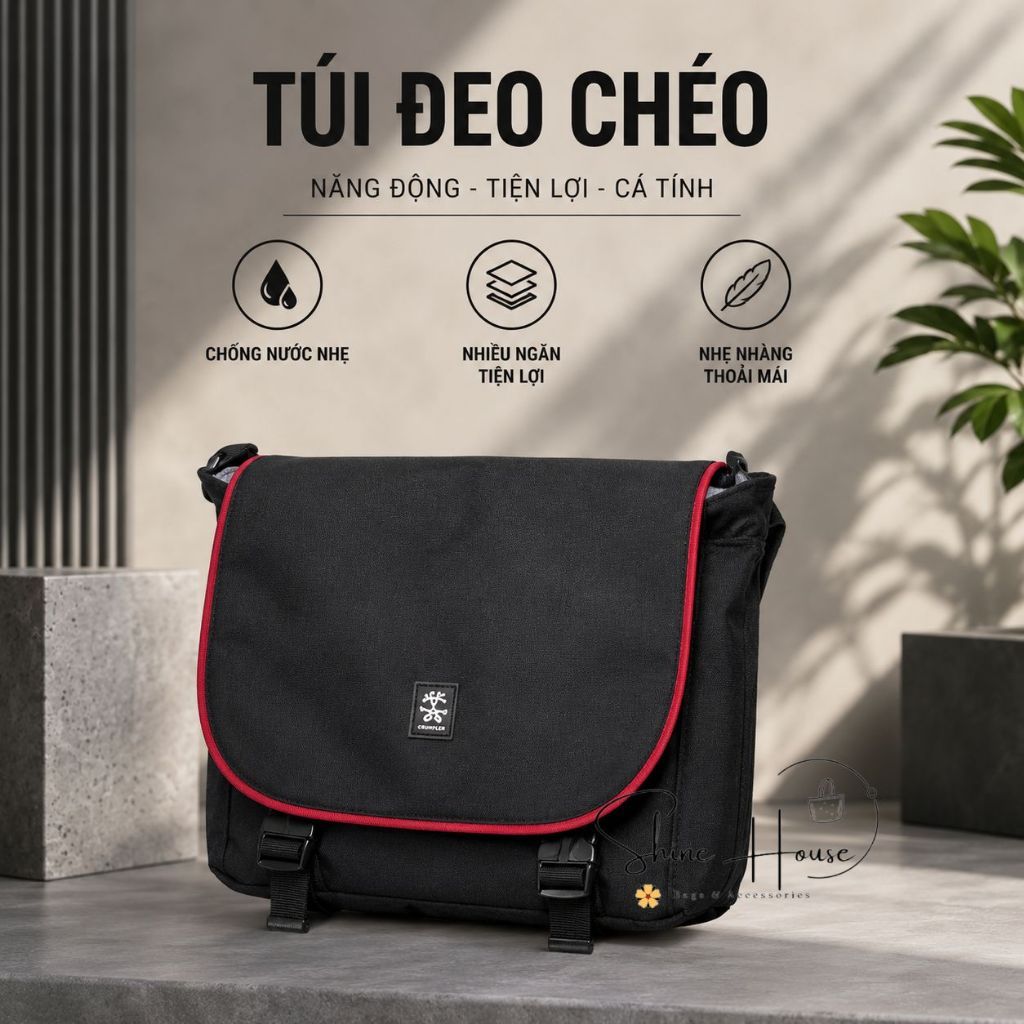 Túi Đeo Chéo Laptop Messenger Crumpler Nam Nữ Màu Đen Cá Tính - Shine House