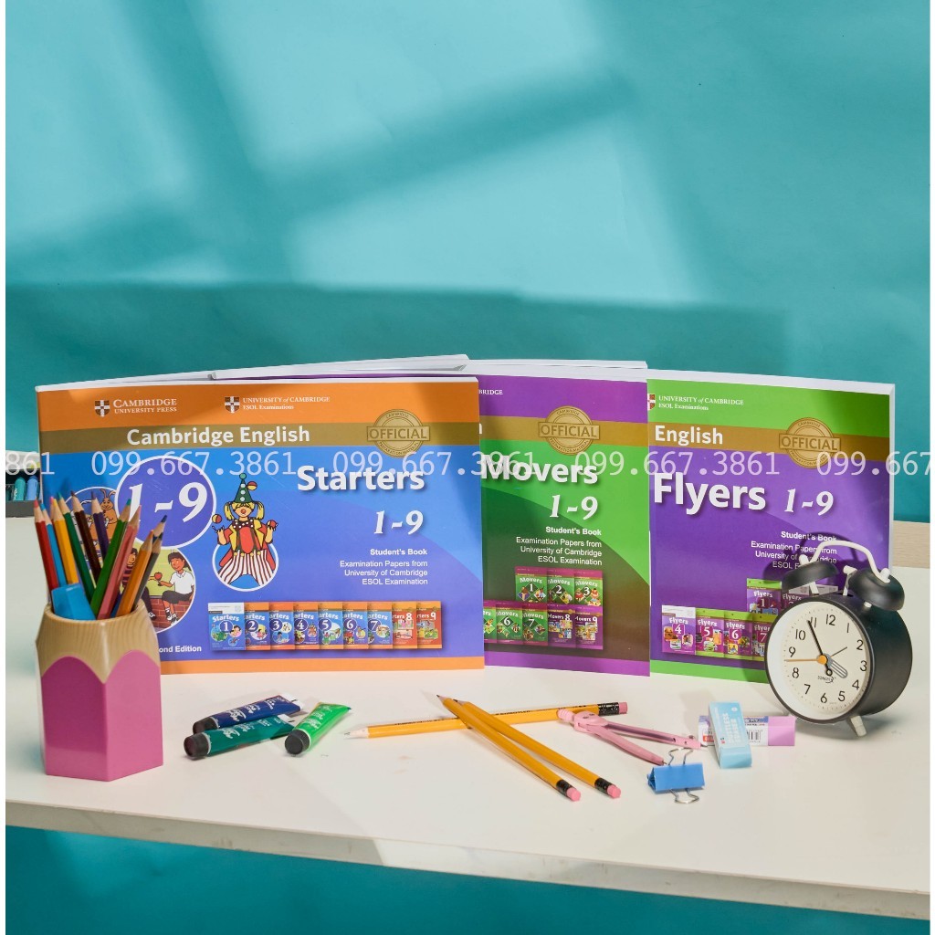 Sách - Luyện Thi Gộp 9 Starters, Movers, Flyers - Tặng File Nghe