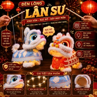 (Bán Chạy)Đèn Lồng Lân Sư 2026-Điều Khiển Dây Kéo Sinh Động Thủ Công, Đồ Chơi Trung Thu Cho Bé