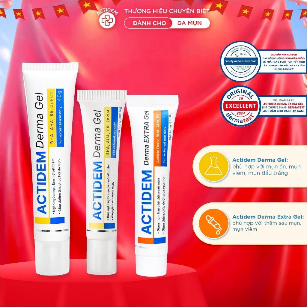 Livestream - Gel giảm mụn Actidem Derma/ Extra Gel