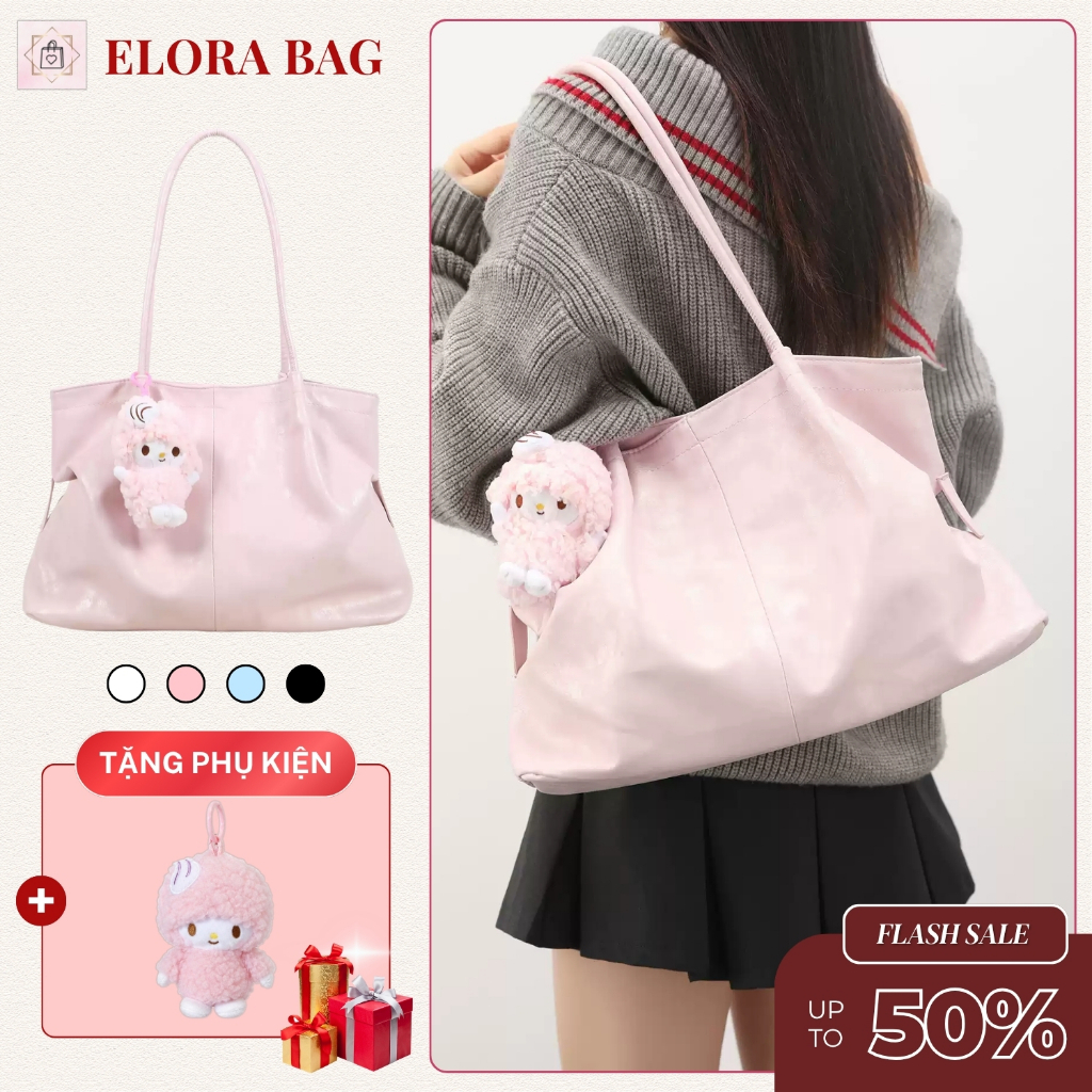 𝐂𝐓𝟎𝟑𝟐 - Túi tote nữ màu pastel da pu trơn cao cấp tặng kèm charm siêu xinh, túi xách nữ đeo vai style Hàn Quốc