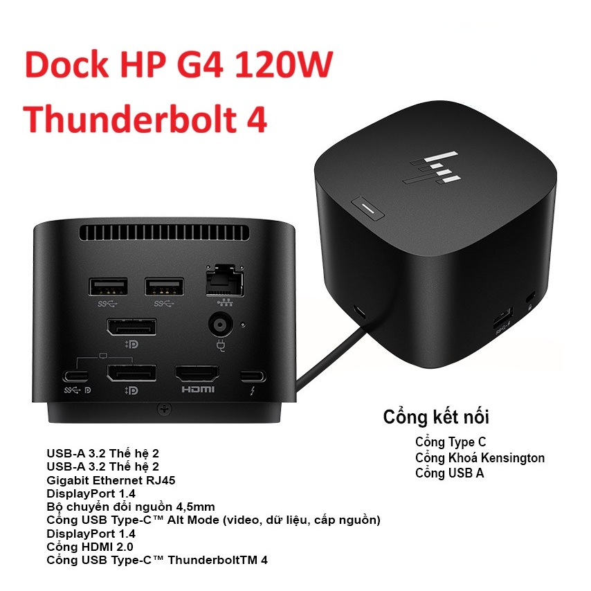 [ Rẻ vô địch ] Dock HP G4 120W Thunderbolt 4 - Bộ chia cổng