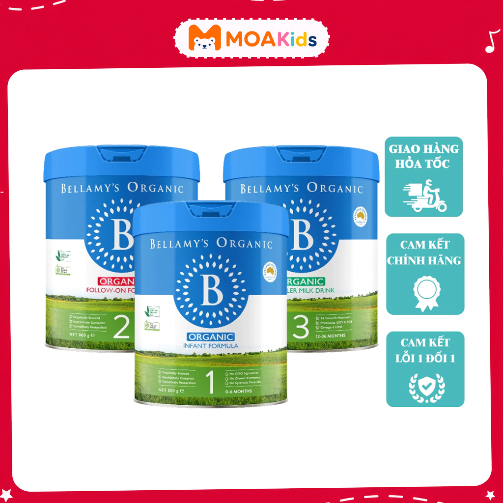 [Nhập Khẩu] Sữa Bellamy's Organic Classic 8HMO Lon 800g đủ số - MOAKids