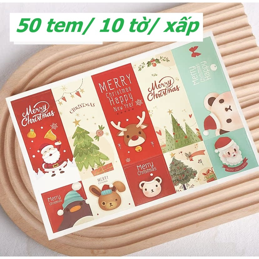 TEMNOEL_ 50 TEM/ XẤP Tem Tem chúc mừng sự kiện Giáng Sinh_ Noel, Merry Christmas _size : 3.5CMX16CM