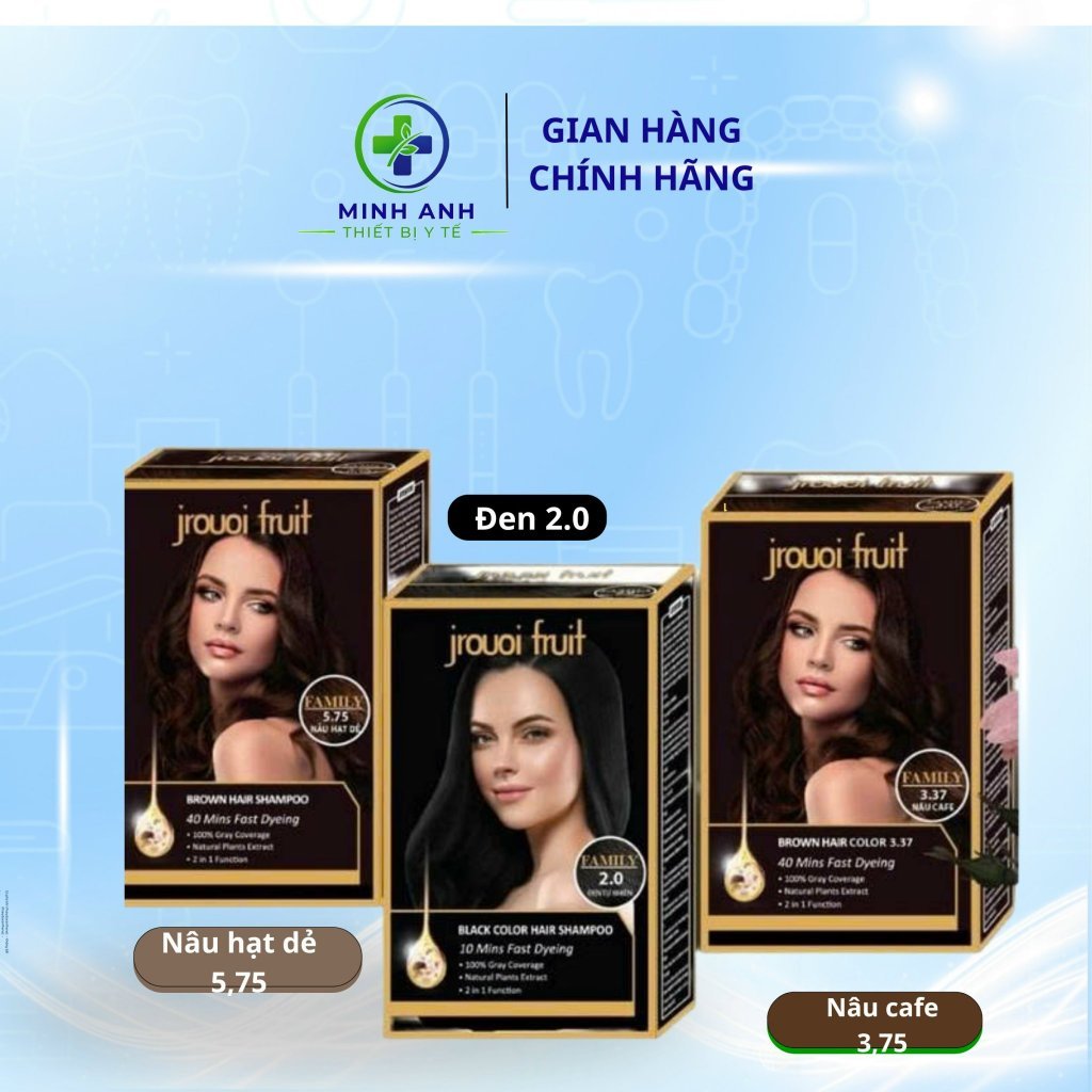 COMBO 8 gói gội la đen JROUOI FRUIT(MÀU ĐEN,NÂU CAFE,NÂU HẠT DẺ)