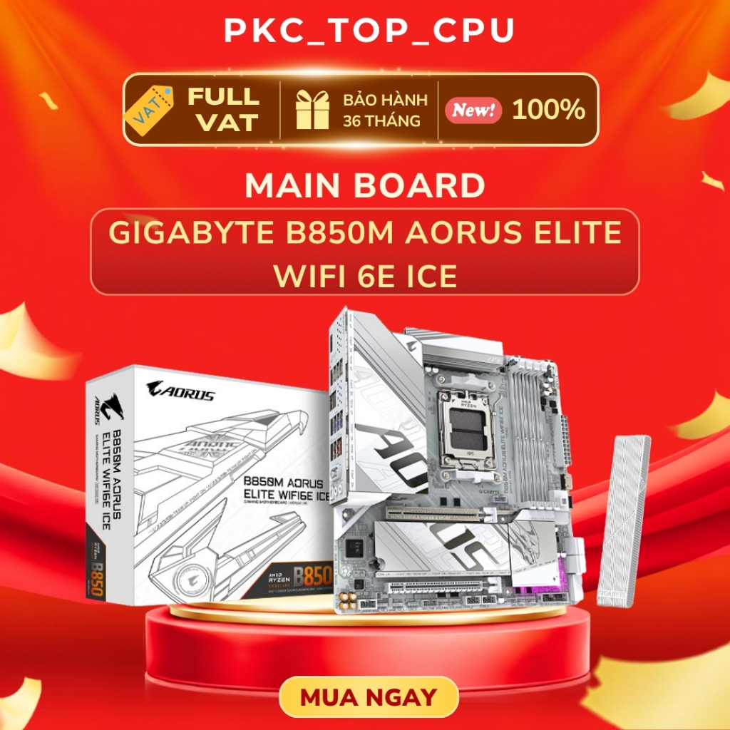 ( Full VAT ) Bo mạch chủ - Mainboard Gigabyte B850M AORUS ELITE WIFI 6E ICE