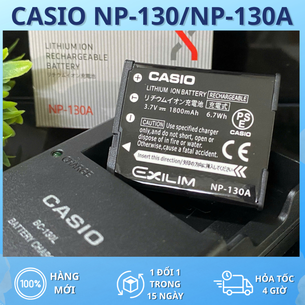 Bộ Pin, Sạc Casio NP-130/NP-130A (Combo Hãng) Cho Máy Ảnh EX-ZR100, EX-ZR300, EX-ZR400, EX-ZR700, EX