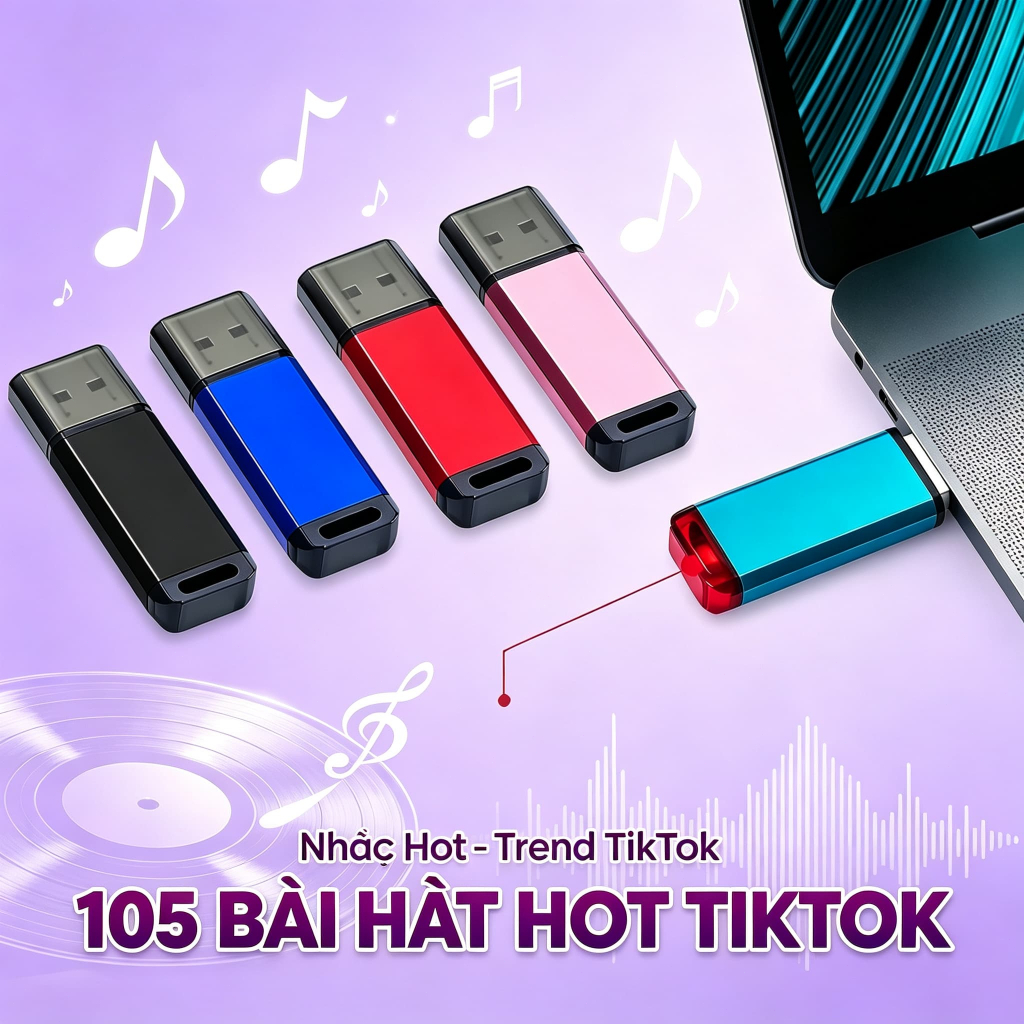 USB Nhạc Hot TikTok 2026, 105 Bài Hát Trend TikTok Mới Nhất, USB 4GB Chất Lượng Cao