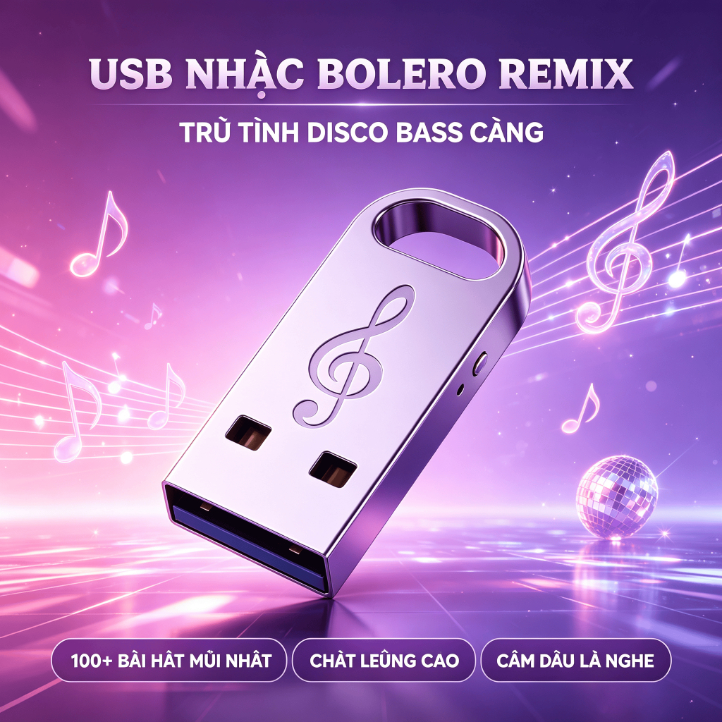 USB Nhạc Bolero Cho Ô Tô, 00+ Bài Remix Trữ Tình Disco Bass Càng USB 4GB, Nghe Loa Speaker