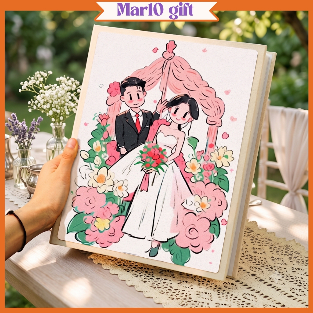 Album Ảnh Cưới 200 Hình 13x18 Bìa Nhung Pha Lê Cao Cấp - Sổ Đựng Ảnh Gia Đình Wedding Album