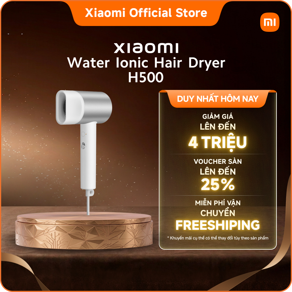 Xiaomi Water Ionic Hair Dryer H500｜Liệu pháp tạo ion nước kép｜Luồng khí cực cao 20m/giây*｜Thân bằng 