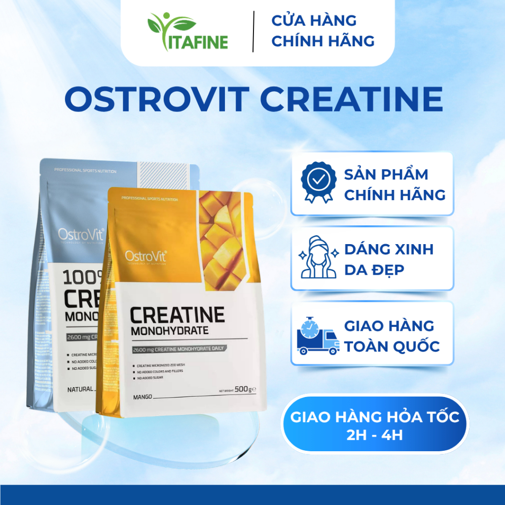 OstroVit Creatine Monohydrate – Creatine Tinh Khiết Hỗ Trợ Tăng Sức Mạnh Và Hiệu Suất Tập Luyện