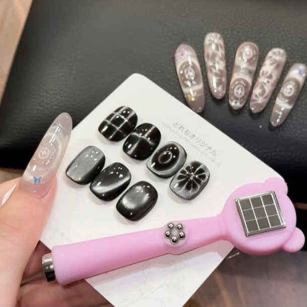 Nam châm hơ mắt mèo nail tạo fen 3 món hơ vòng bi trái tim gấu thanh chữ nhật 7in1 kemnail95