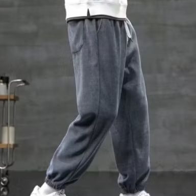 Quần Jogger nhung tăm màu xám pass