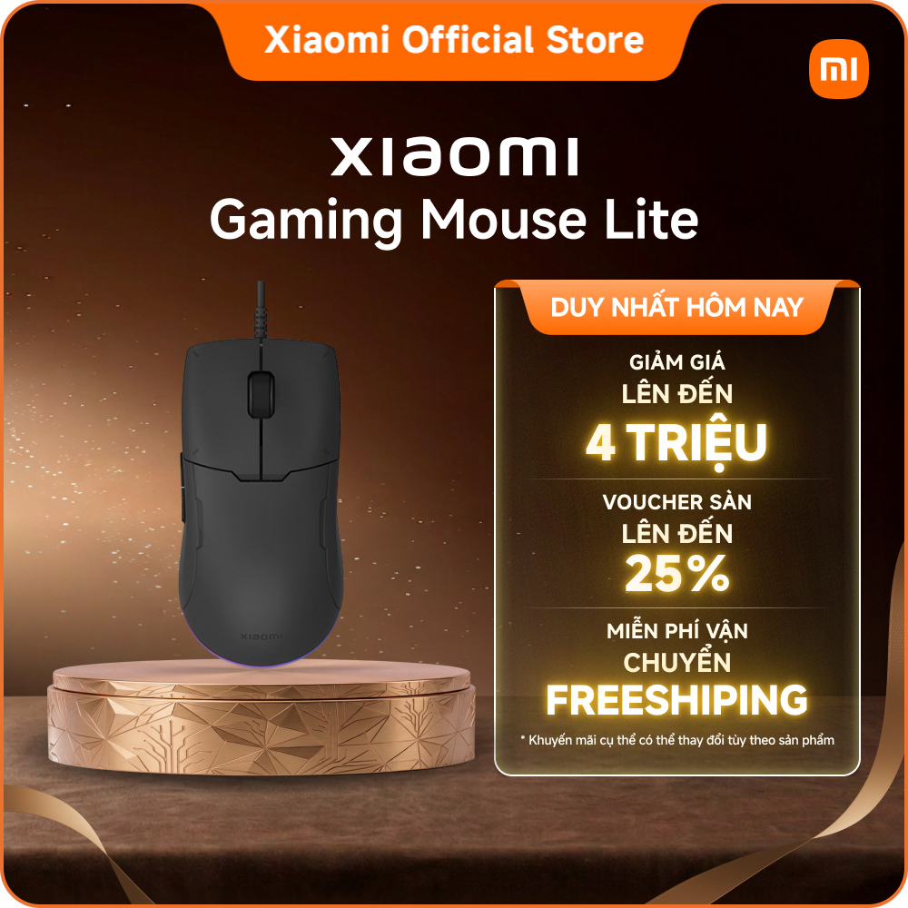 Chuột có dây Xiaomi Gaming Mouse Lite | 5 mức DPI, Công tắc chuột TTC, Vỏ mượt, nhẹ tay cầm