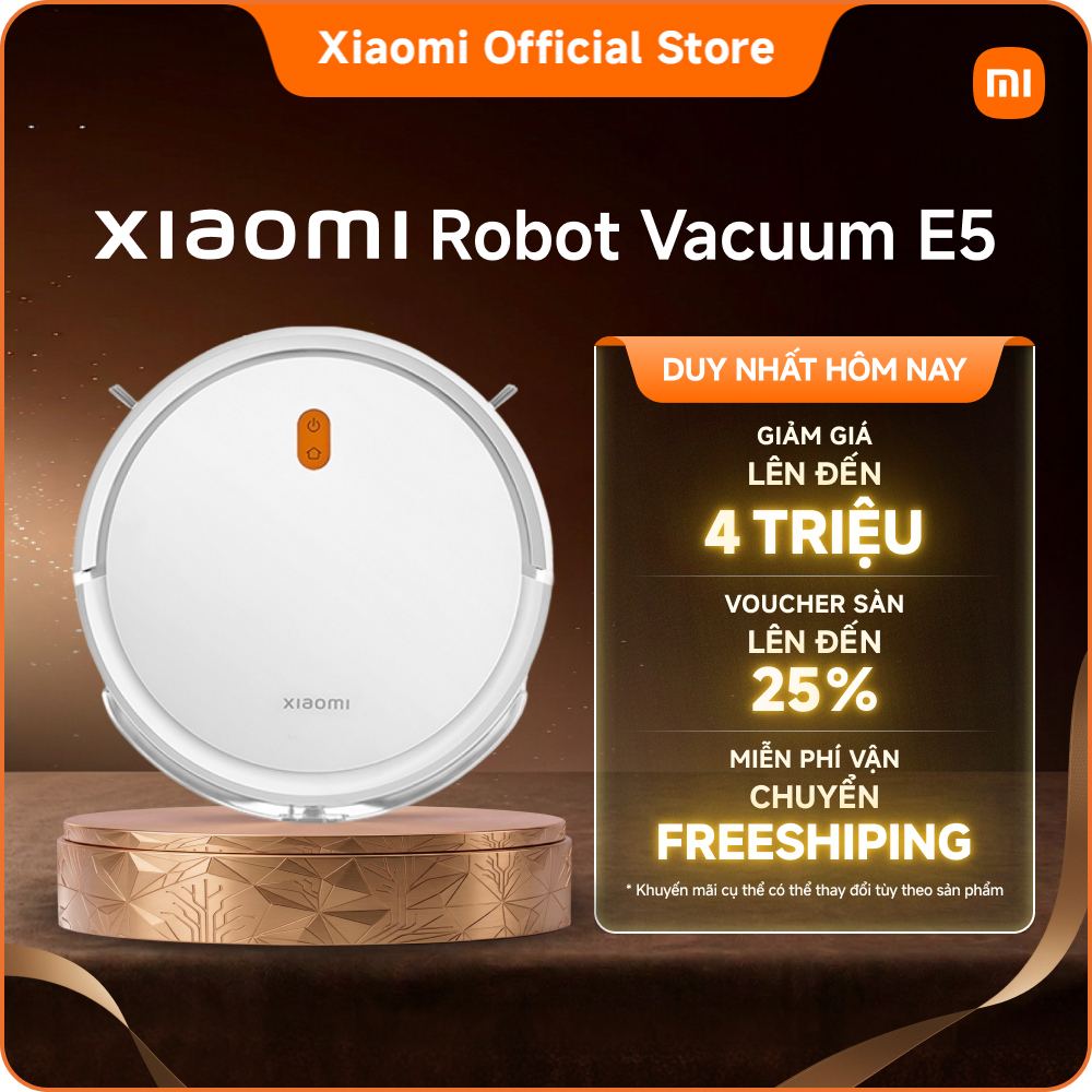 Xiaomi Robot Vacuum E5｜Thiết kế đầu hút giúp tránh bị vướng lông/tóc｜Gọn nhẹ, dễ dàng di chuyển
