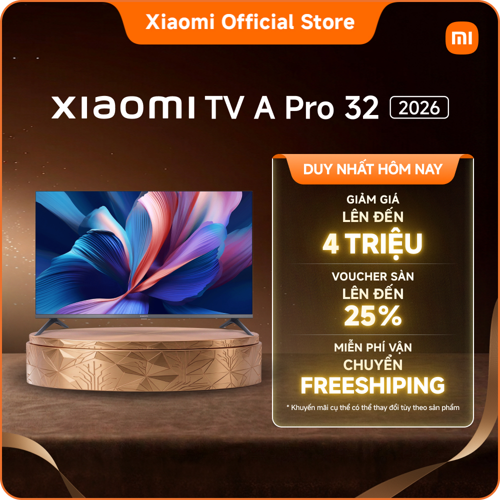 Xiaomi TV A Pro 32 2026 | Bề mặt kim loại bắt mắt với thiết kế khung viền siêu mỏng