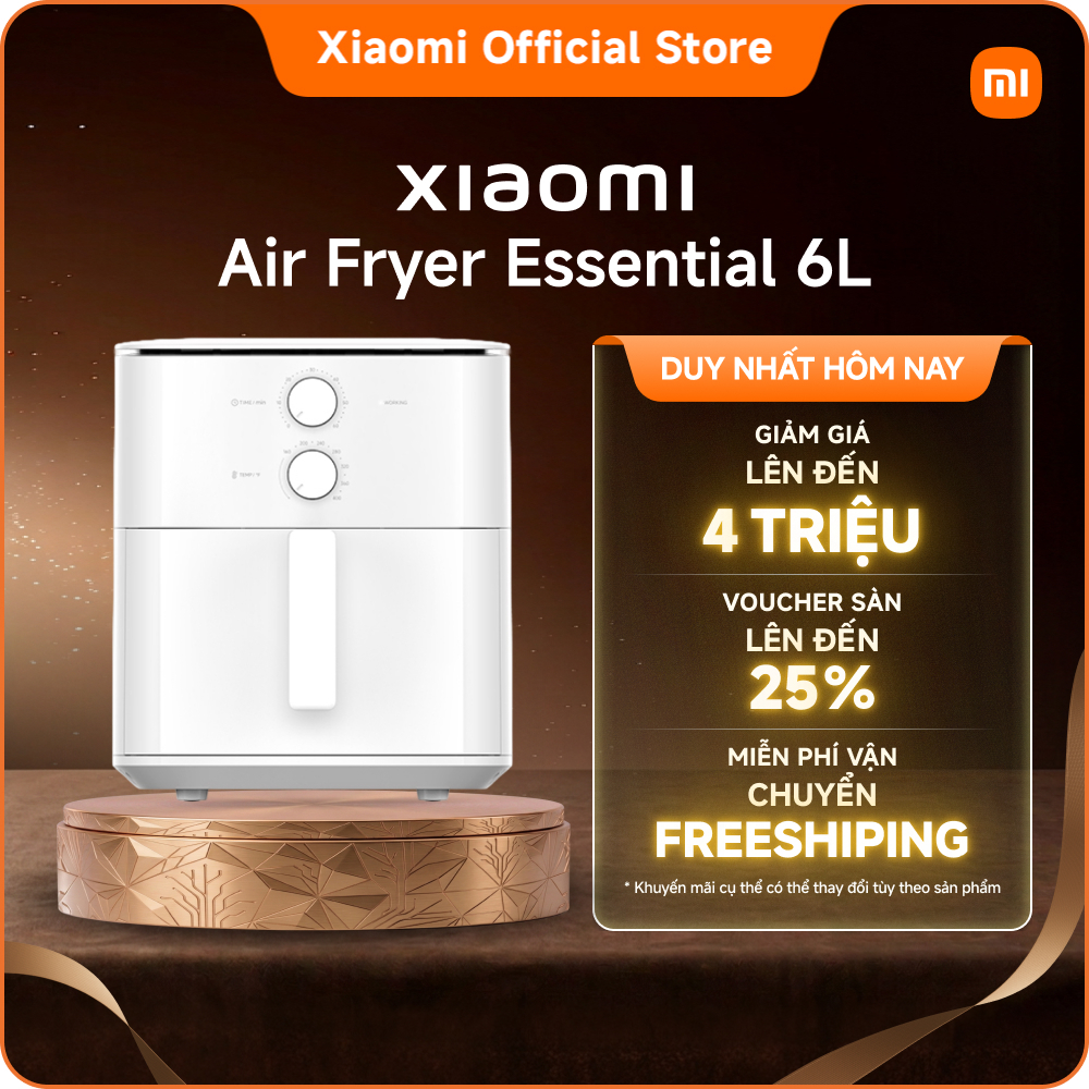 Nồi chiên không dầu Xiaomi Air Fryer Essential 6L| Nấu nướng rảnh tay, không cần lật| Khoang nồi kim