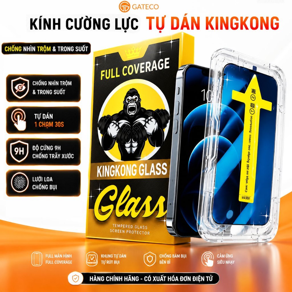 Cường Lực Iphone Tự Dán KINGKONG Chống Nhìn Trộm ip 16 Pro max 17 Pro 18 Pro…