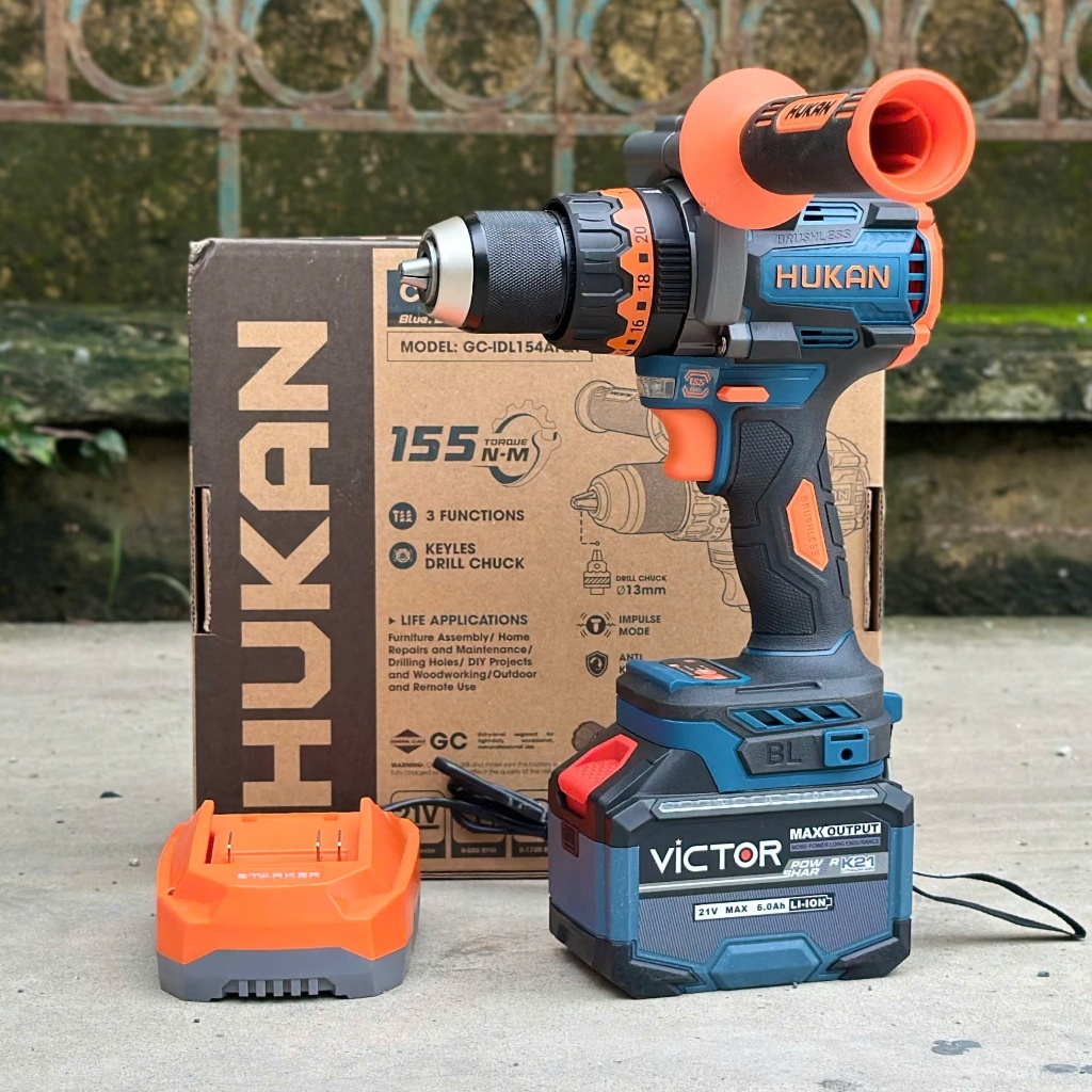 Thân Máy Khoan 13mm Hukan GC-IDL154ATQT Lực Siết 155nm3 Chức Năng Tạo Sung Anti-kickback Không Chổi 