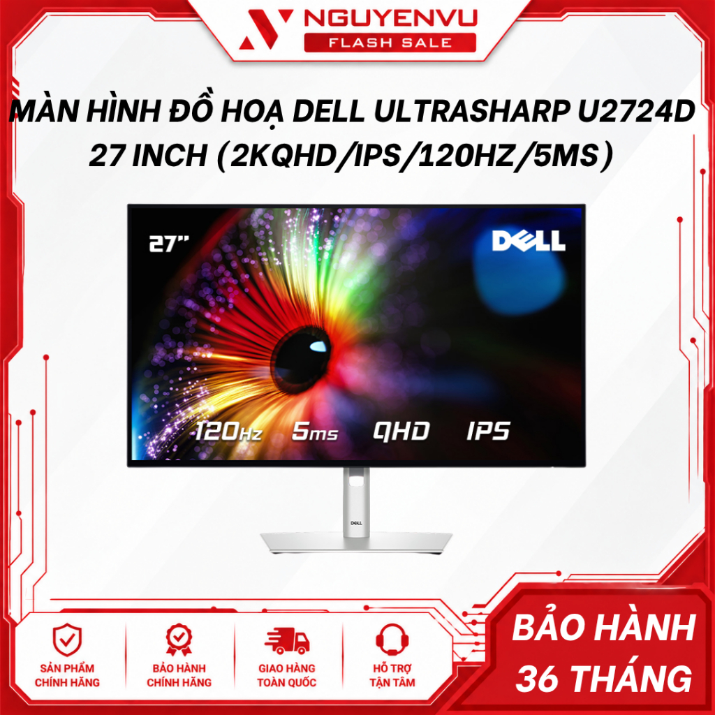 Màn Hình Đồ Hoạ Dell UltraSharp U2724D 27 inch 2K (QHD/IPS/120Hz/5ms) - Bảo Hành 3 Năm
