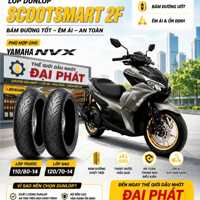 Vỏ Dunlop các size Scootsmart2  đủ size 110/80-14- 120/70-14- 140/70-14