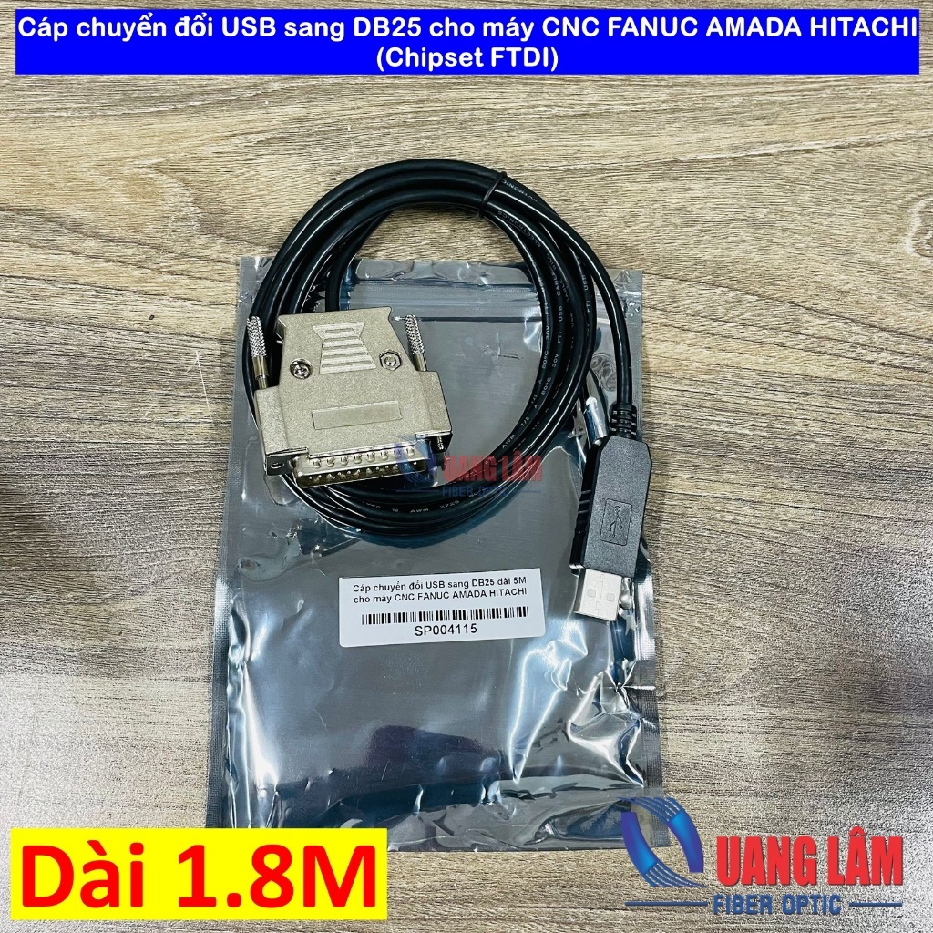 Cáp chuyển đổi USB sang DB25 cho máy CNC FANUC AMADA HITACHI (Chipset FTDI)