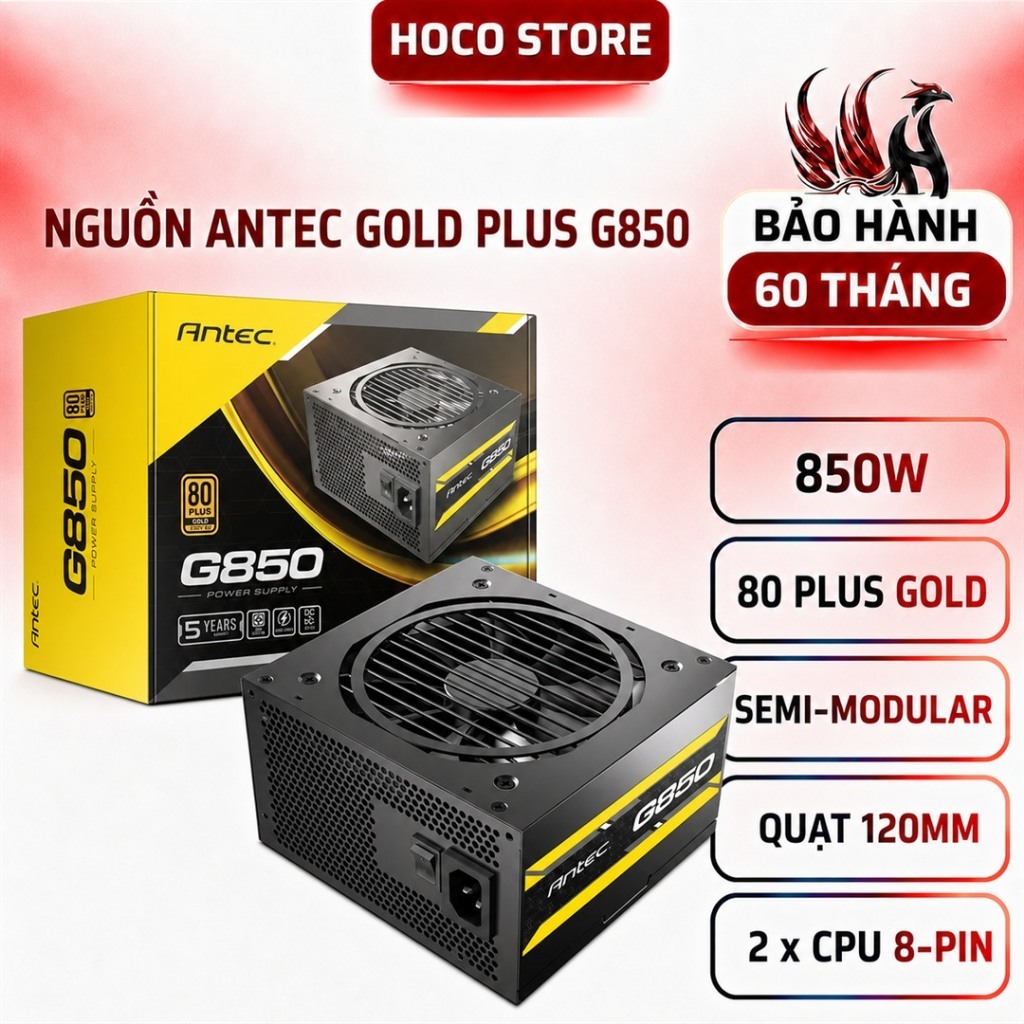 Nguồn Máy Tính Antec Gold Plus G850 850W 80 Plus Gold Semi-Modular | BH 60 Tháng | Hoco Store PC