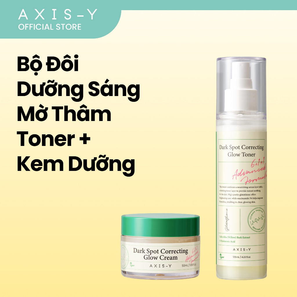 Combo Dưỡng Sáng Mờ Thâm AXIS-Y Kem dưỡng & Toner | Dark Spot Cream & Toner 50ml & 125ml