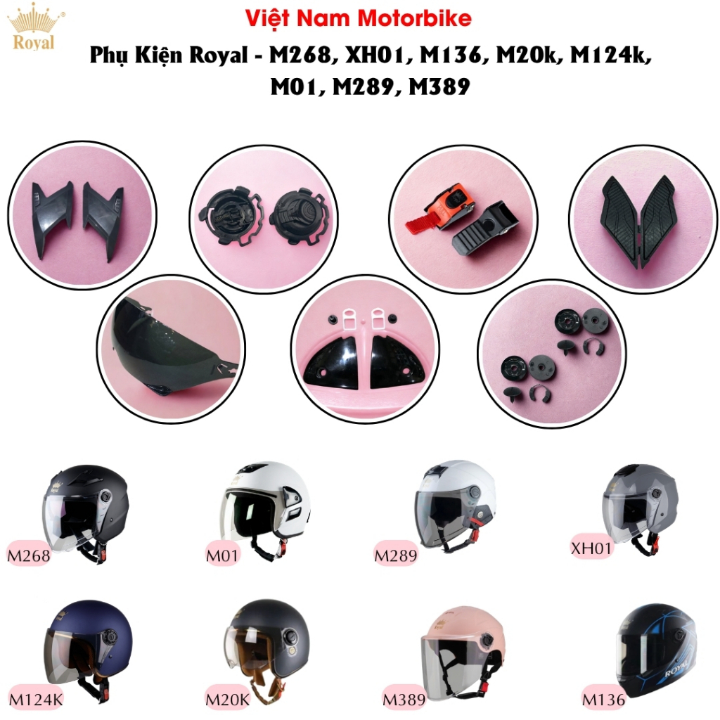 Phụ Kiện Thay Thế Mũ Bảo Hiểm Royal M268, XH01, M136, M20k, M124k, M01, M289, M389 - Chốt Kính, Khóa