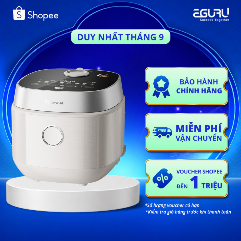 Nồi Cơm Điện Bear RC-4H40Y | 800W - 1.5L - Ceramic Pro 9H - 8 Chế Độ Nấu Tùy Chỉnh | BH Chính Hãng 1