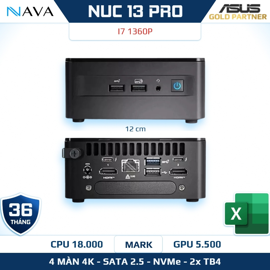 Mini PC Intel NUC 13 Pro DDR4 NVMe WiFi6E Canyon NUC13ANHi7 Xuất 8K WiFi 6E Thunderbolt 4