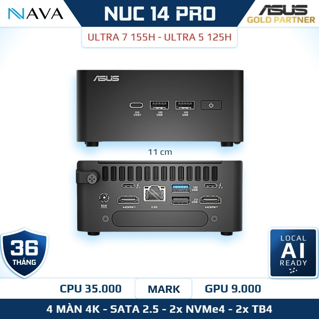Mini PC ASUS NUC 14 PRO Intel AI Core Ultra 7 155H U5 125H DDR5 NUC14RVH Revel Canyon