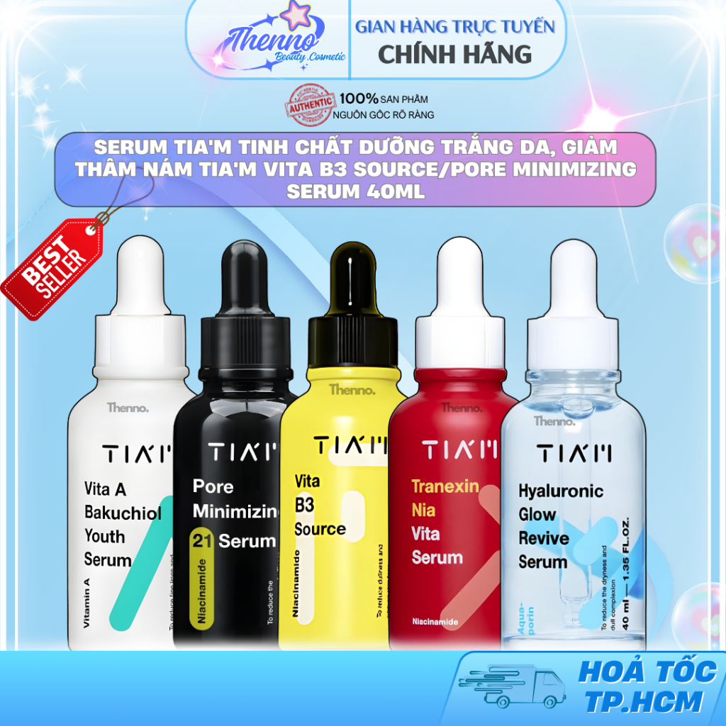Serum Tia'm Tinh Chất Dưỡng Trắng Da, Giảm Thâm Nám Tia'm Vita B3 Source/Pore Minimizing Serum 40ml 