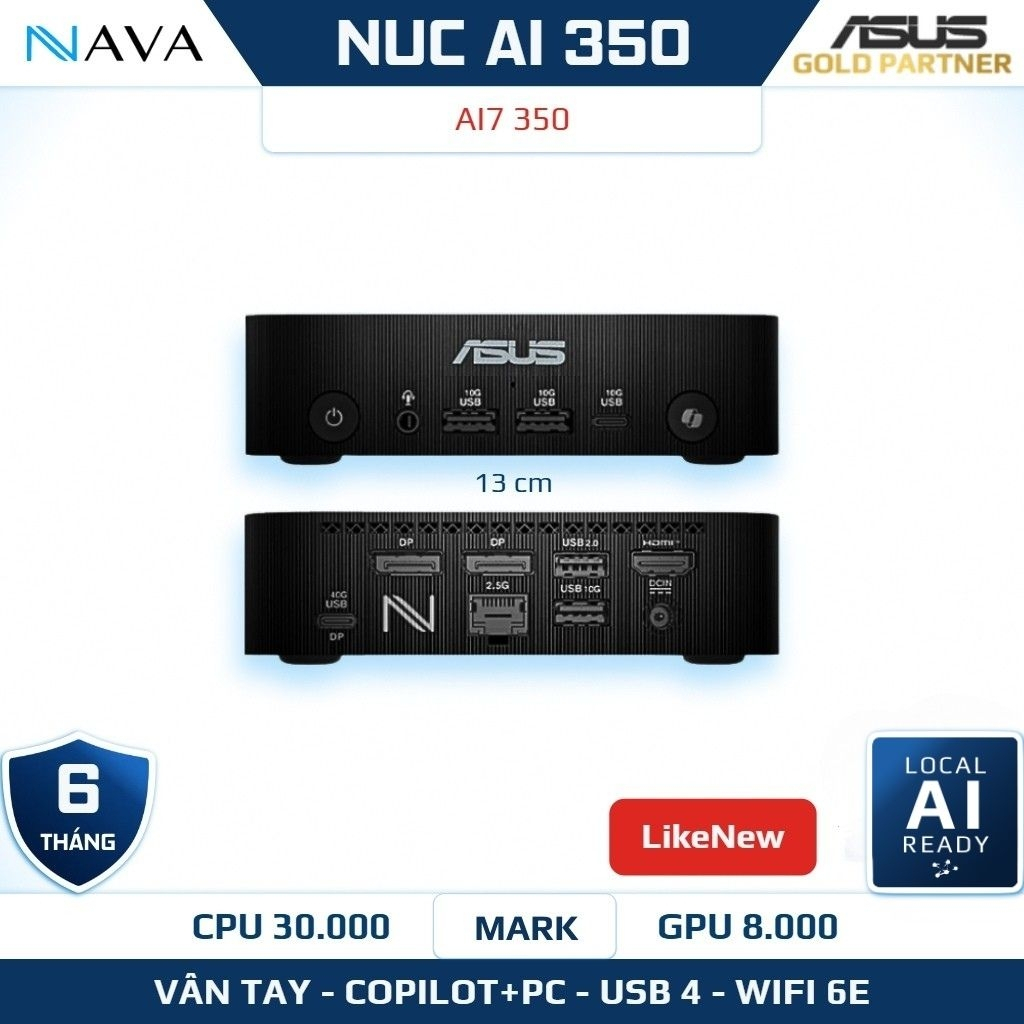 [Likenew] Mini PC ASUS NUC AI 350 (PN54) DDR5 AMD Ryzen AI 7, Radeon 860M, Copilot+, Khóa Vân Tay, T