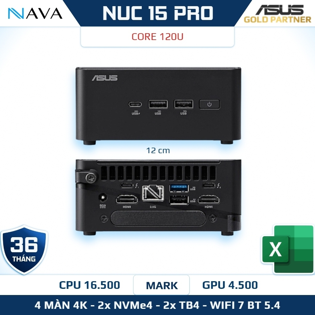 Mini PC ASUS NUC 15 Pro Core 5 120U DDR5 WiFi 7