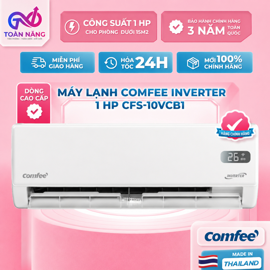 Máy lạnh Comfee Inverter 1 HP CFS-10VCB1 | Công Nghệ Lọc Kép | Công Nghệ Inverter Tiên Tiến