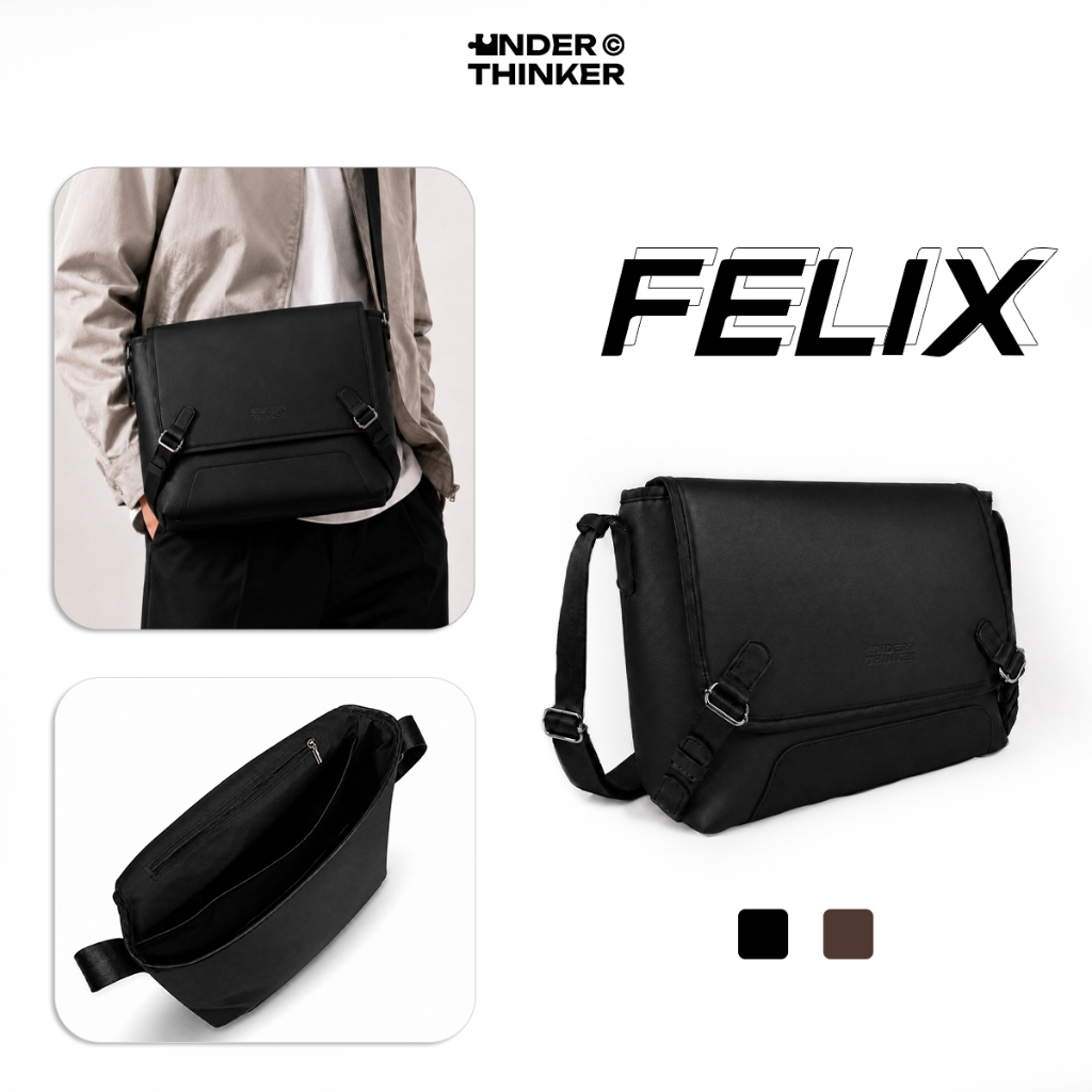 Túi Đeo Chéo Nam Nữ FELIX Da PU Trượt Nước Cao Cấp Unisex Đi Học Làm Du Lịch | UNDERTHINKER
