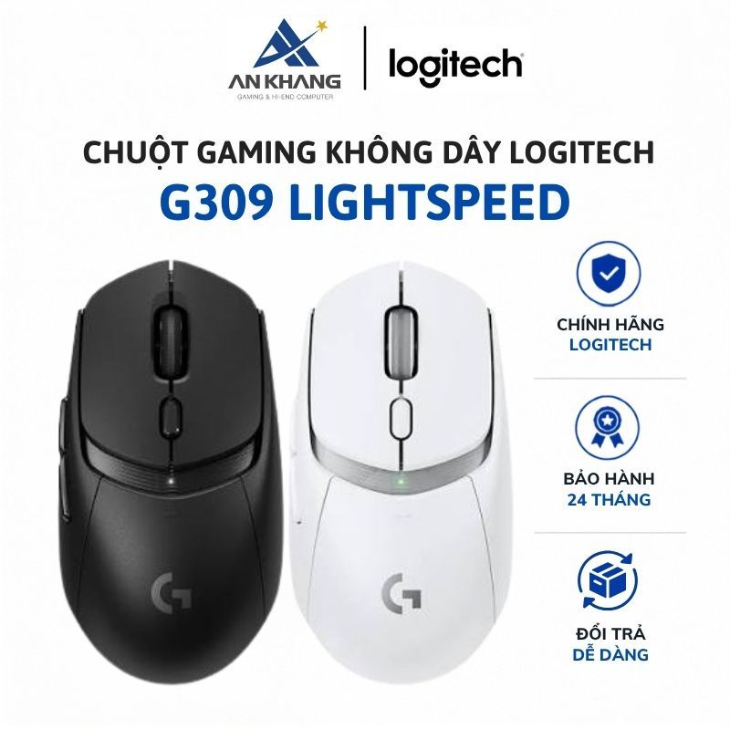 Chuột Gaming Không Dây Logitech G309 LIGHTSPEED | HERO 25K | LIGHTFORCE | 25600 DPI | Trắng/Đen