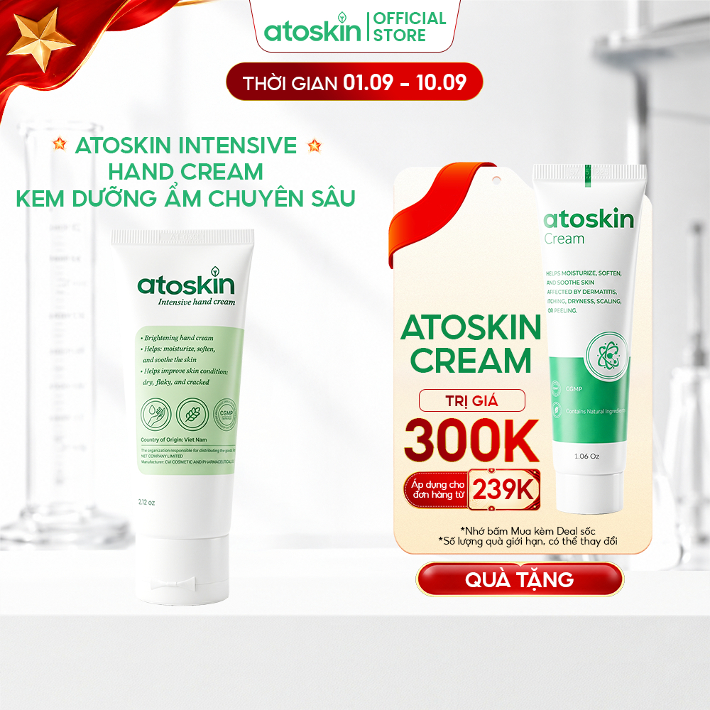 Kem Dưỡng Da Tay Atoskin Intensive Hand Cream 60g - Giúp Dưỡng Ẩm, Cải Thiện Da Khô Bong Tróc, Nứt N