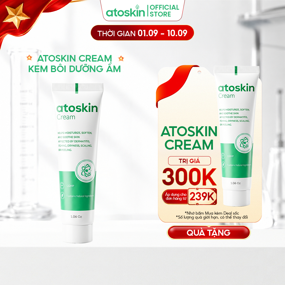 Kem Bôi Viêm Da Cơ Địa Atoskin Cream 30g - Hỗ Trợ Dưỡng Ẩm, Giảm Khô Rát, Ngứa, Không Chứa Corticoid