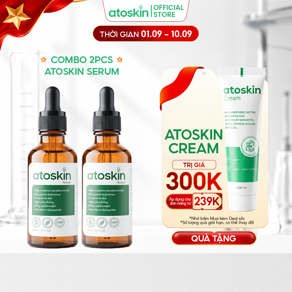 [MUA 2 GIẢM 30% | 1.9-10.9] Serum Viêm Da Cơ Địa Atoskin Serum 50 ml - Hỗ Trợ Giảm Nhanh Ngứa Ngáy, 
