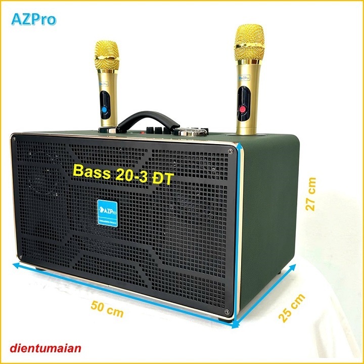 Loa Vali Bluetooth chính hãng Azpro,AZ-339 Bass 20-3 đường tiếnG,Tặng 2 Micro không dây sóng UHF