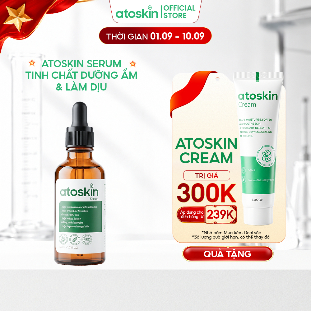 Serum Viêm Da Cơ Địa Atoskin Serum 50 ml - Hỗ Trợ Giảm Nhanh Ngứa Ngáy, Mẫn Đỏ Và Phục Hồi Tổn Thươn
