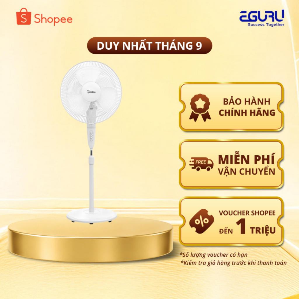 Quạt Đứng Midea MFS400M0BPW Làm Mát Mạnh 3 Tốc Độ Điều Chỉnh Chiều Cao