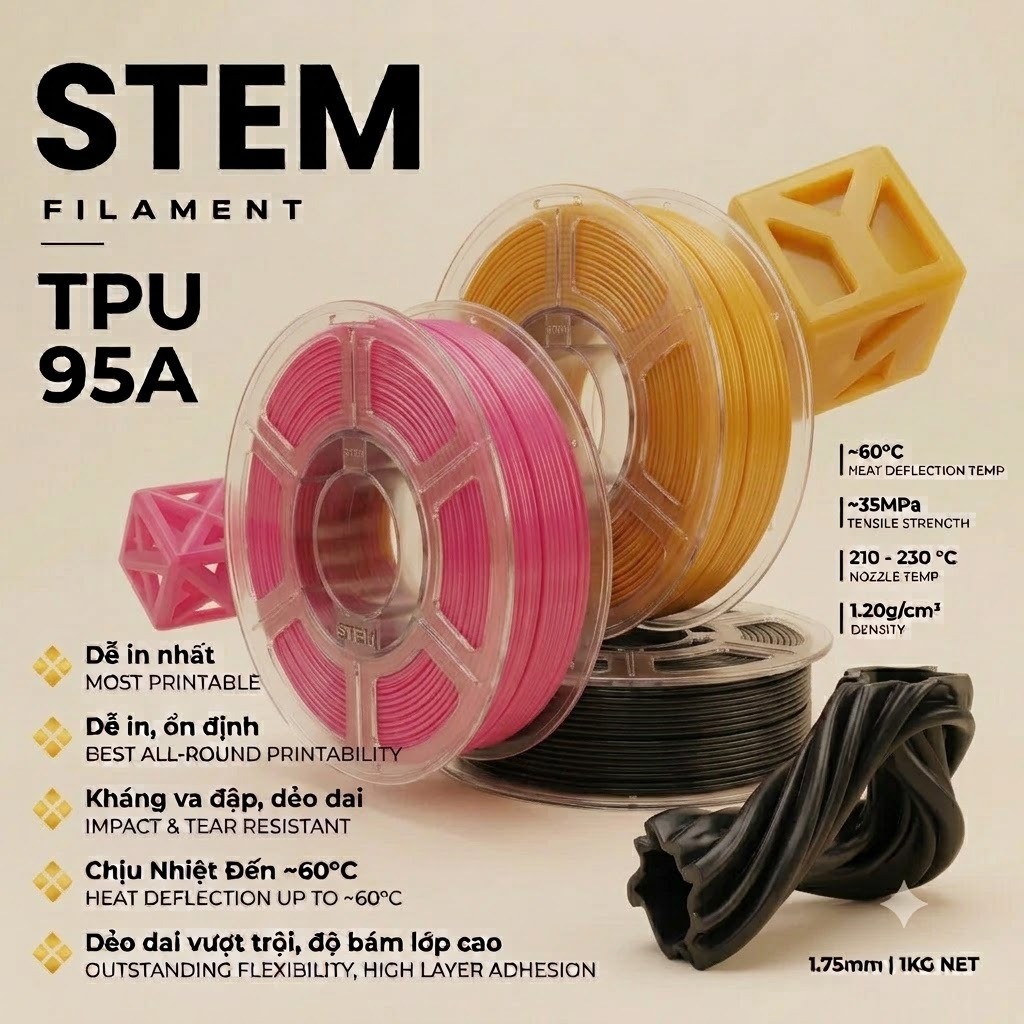 [Hỏa Tốc] Sợi nhựa in 3D TPU 95A | STEM Filament