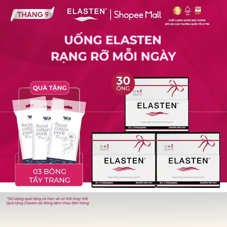 [Hannah x Elasten] 3 Hộp Collagen Elasten 30 Ống Giúp Da Căng Mịn, Chống Lão Hóa, Hỗ Trợ Cho Tóc Chắ