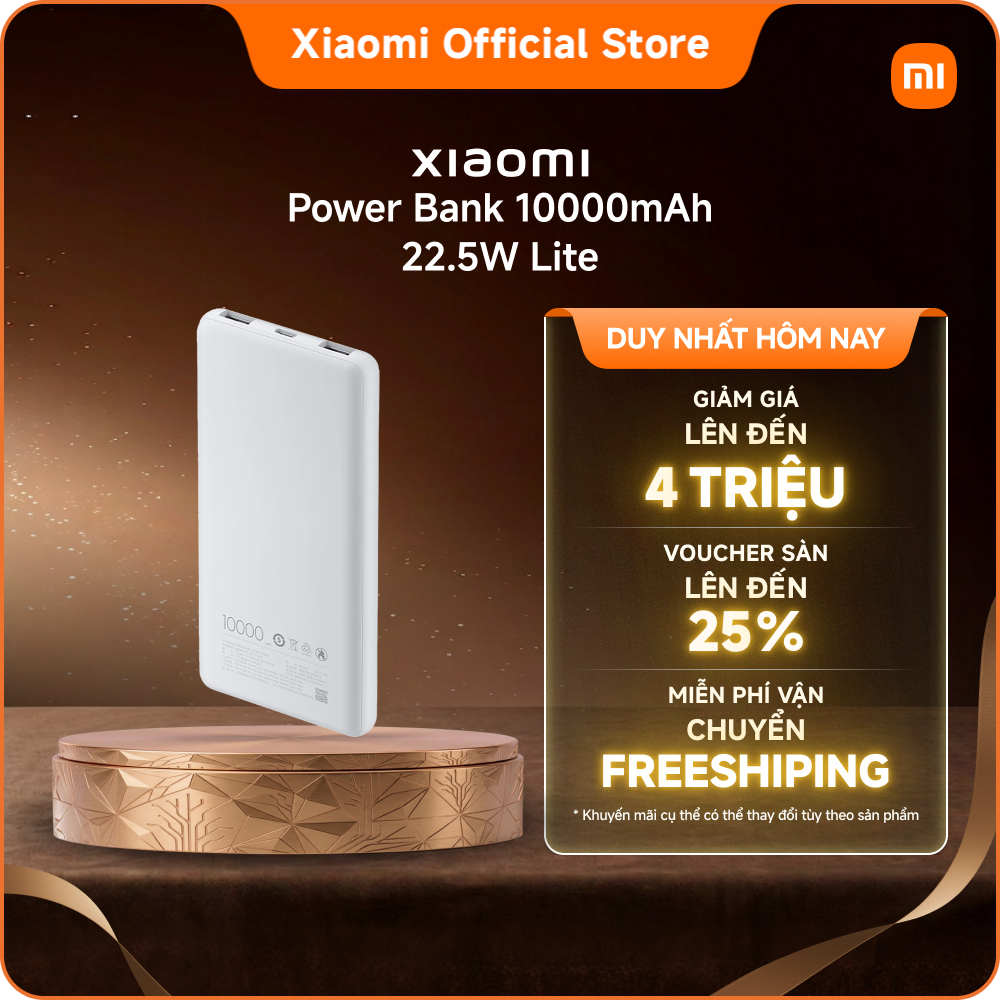 Sạc dự phòng Xiaomi Power Bank 10000mAh 22.5W Lite Nhỏ gọn, sạc nhanh, dùng mọi lúc mọi nơi