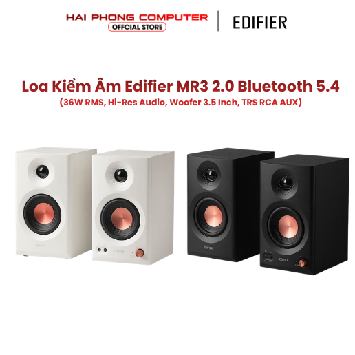 Loa Kiểm Âm Edifier MR3 2.0 Bluetooth 5.4 | 36W RMS, Hi-Res Audio, Woofer 3.5 Inch, TRS RCA AUX