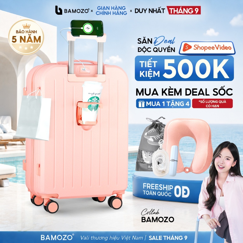 Vali Kéo Du Lịch 8812 Bamozo Size 20/24 Cao Cấp Chống Xước Bo Góc Tròn Chống Va Đập Bảo Hành 5 Năm_8
